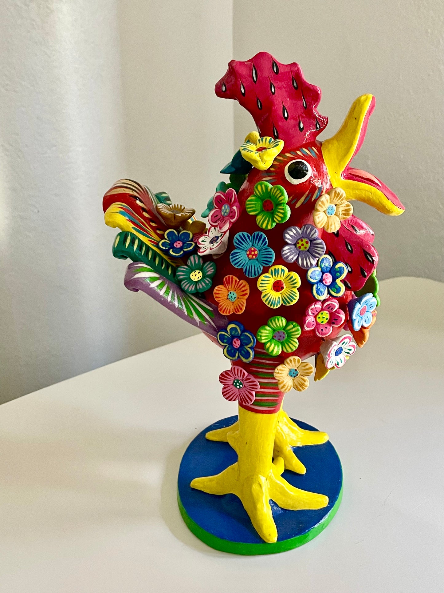 Ceramic Rooster with Flowers