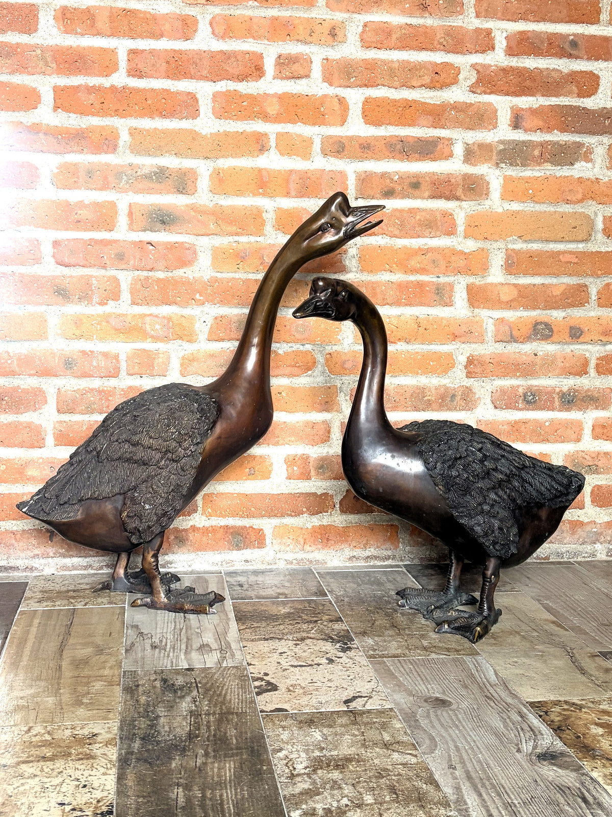 Pair of Bronze Geese